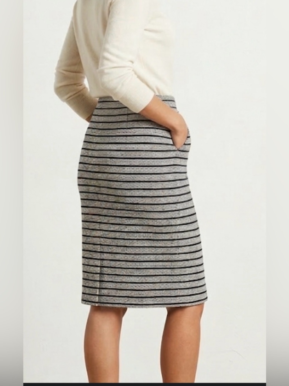 LOFT Black & White Striped Pencil Skirt Size XLT Tall